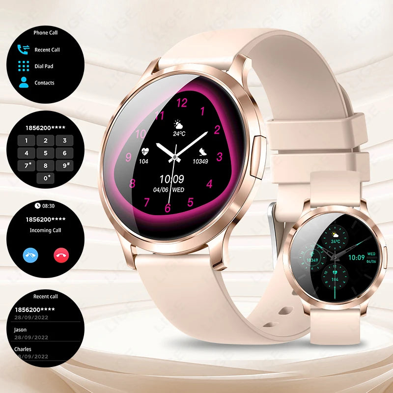 LIGE 2025 Ultra-thin AMOLED Screen Smart Watch Women Sport Fitness Bracelet Custom Watch Face Bluetooth Call Luxury Smartwatch