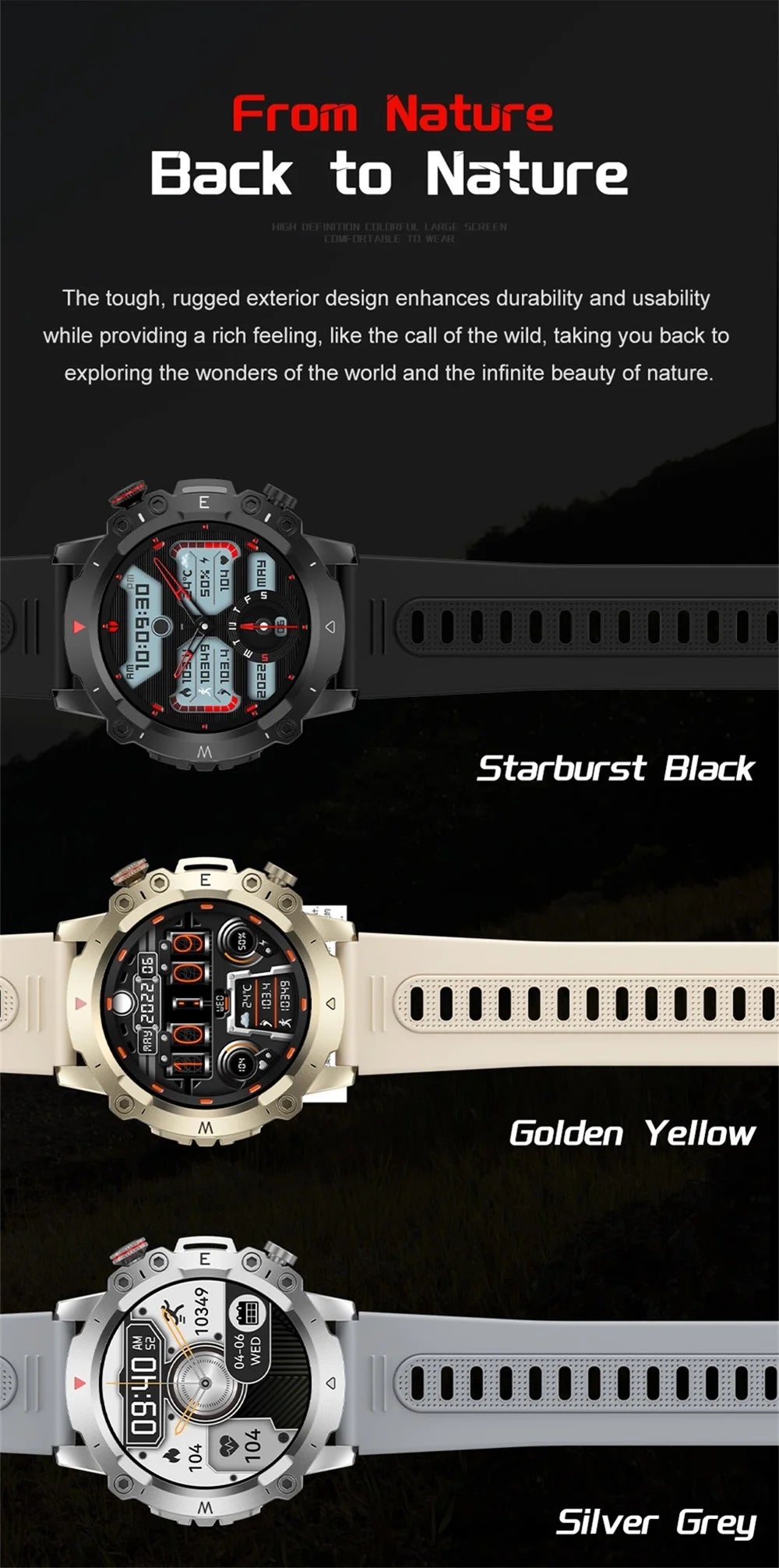 New Outdoor Sports Fitness Smart Watch Heat Rate Sleep Health Clock Waterproof Voice Assistant Alarm Clock Music Smartwatch
