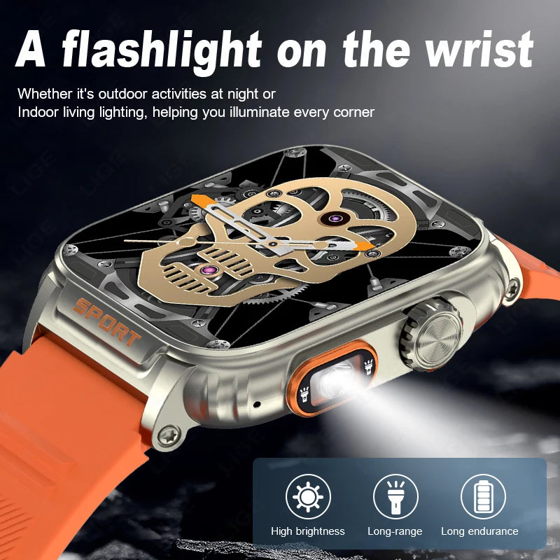 LIGE New 1.91 inch Super Ultra Watch Bluetooth Smart Call Men's Watch Tracker Blood Pressure Heart Rate Monitor Sport Smartwatch