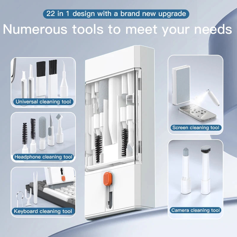 22 in 1 Multi-Function Cleaning Kit for iPhone AirPods iPad Digital Camera PC Keyboard Phone Screen Headphones Tools