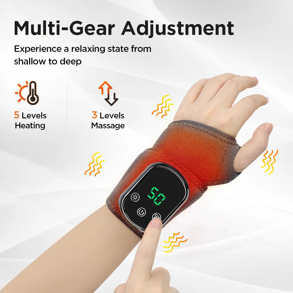 Electric Wrist Brace with Adjustable Hot Compress Vibration Massage Ankle Guard Band Carpal Tunnel Hand Foot Protection Tool