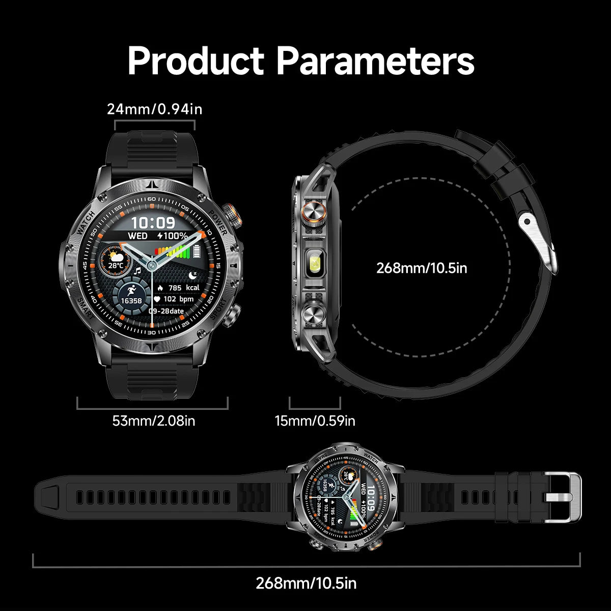 Military 1000mAh Large Battery Smart Watch Digital Bluetooth Call Sports Smartwatch Electronics Watches for Man Android 2026 New