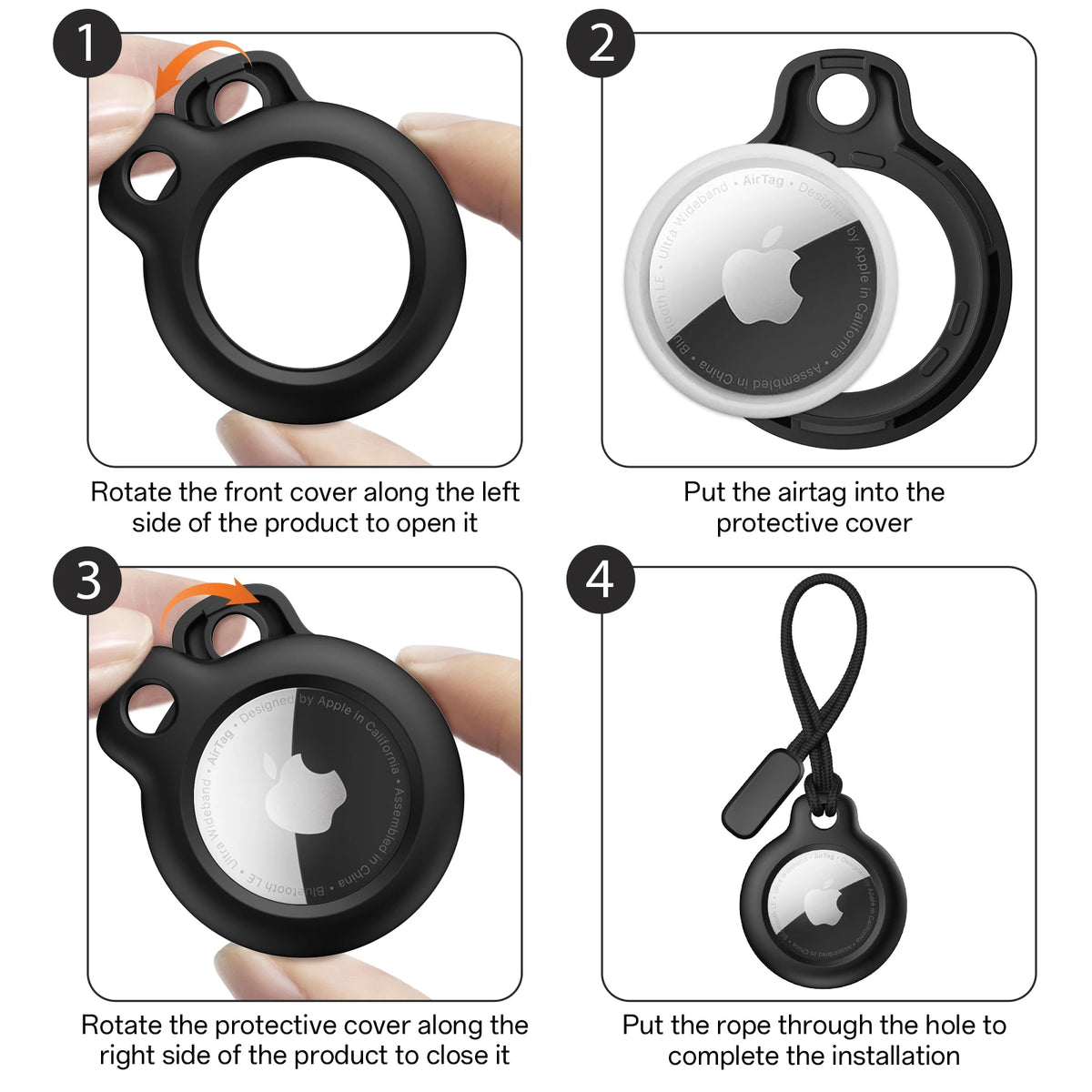 Case for Apple Airtags Protective Cover Bumper Tracker Accessories Anti-scratch Air Tags Cover Anti-Lost Lanyard Case