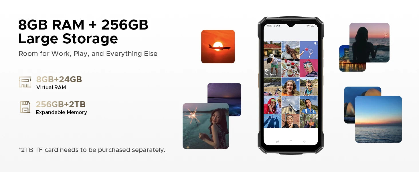 DOOGEE Fire 7 Ultra 5G Rugged Phone 125dB Speaker 13000mAh Battery Support POC 6.6'' Screen 8GB 256GB Android 15 Smartphone