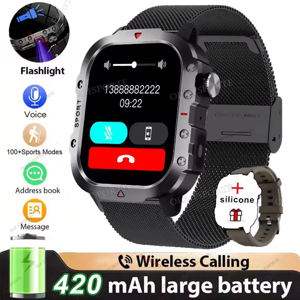 2026 New Military Smart Watch Men IP68 5ATM Outdoor Sports Fitness Tracker Health Monitoring 1.81Inch Bluetooth Calls Smartwatch