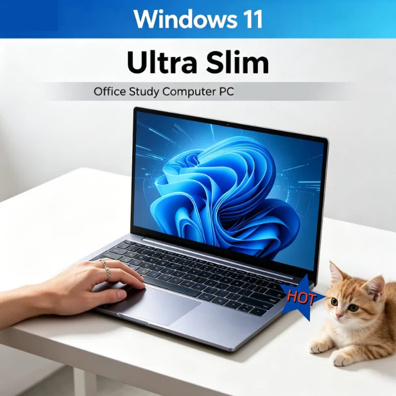 Elegant Ultra Thin 14.1 Inch Notebook 2026 Intel N95 Win11 16GB DDR4 RAM 2TB SSD Portable Business PC
