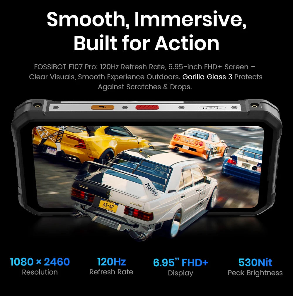Fossibot Smartphone [F107 Pro 5G] 28000mAh 66W Rugged Mobile Phone 12GB RAM 512GB ROM Android 15 200MP+32MP NFC Dual Flashlights