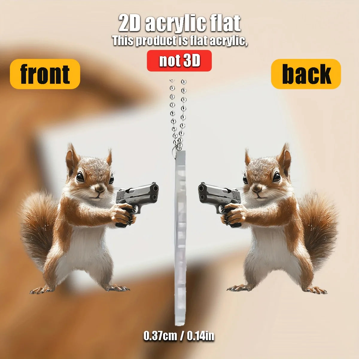 2D Funny Squirrel With Pendant Used for Car Hanging Decoration Fun Decoration Home Decoration Backpack Accessories keychains