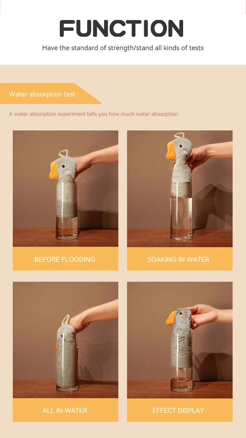 Cartoon Goose Hand Towel for Kitchen Bathroom & Toilet Super Absorbent Quick Dry Hanging Type Hardwearing