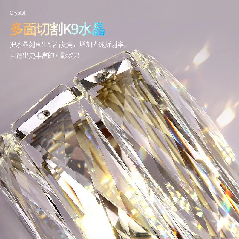 Light Luxury Crystal Wall Lamp Creative Villa Living Room TV Background Wall Lamp Network Red Modeling wall Bedroom Bedside Lamp