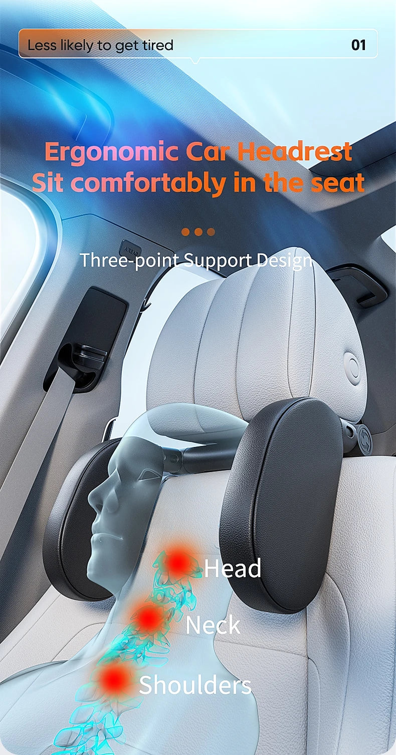 Memory Foam Car Pillow for Travel Adjustable Neck Support Cushion UniversalHeadrest for Passenger Seat