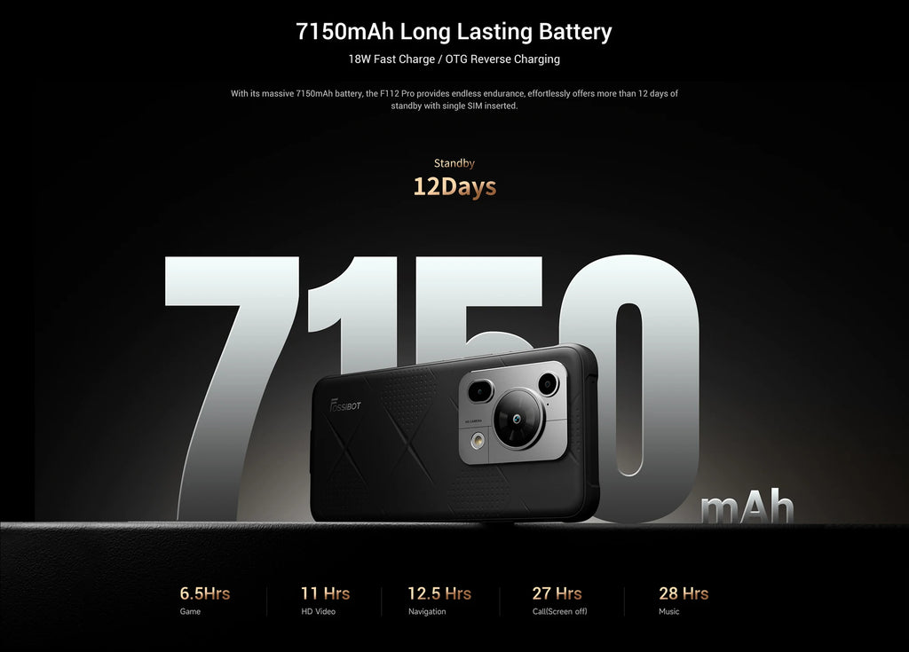 [World premiere] Fossibot F112 PRO 5G Rugged Smartphone 6.88" HD+ 7150mAh 24G(8+16)+256G Mobile Phone Android 14 50MP Cell Phone