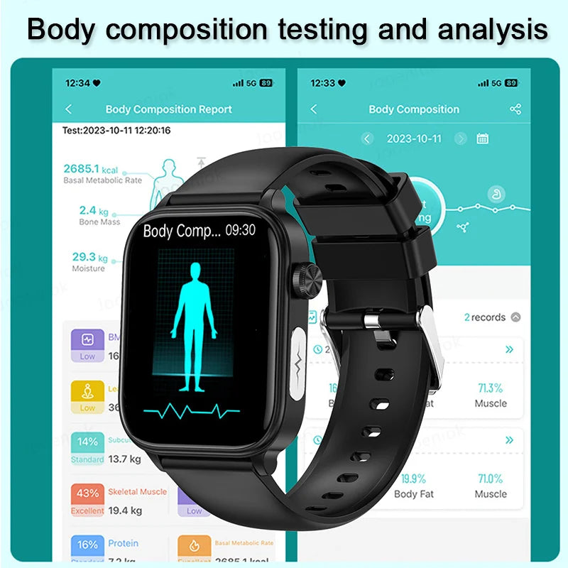 2026 New ECG+PPG Health Smartwatch Men Blood Fat Uric Acid Heart Rate Blood Pressure Bluetooth Call Waterproof Smart Watch Women