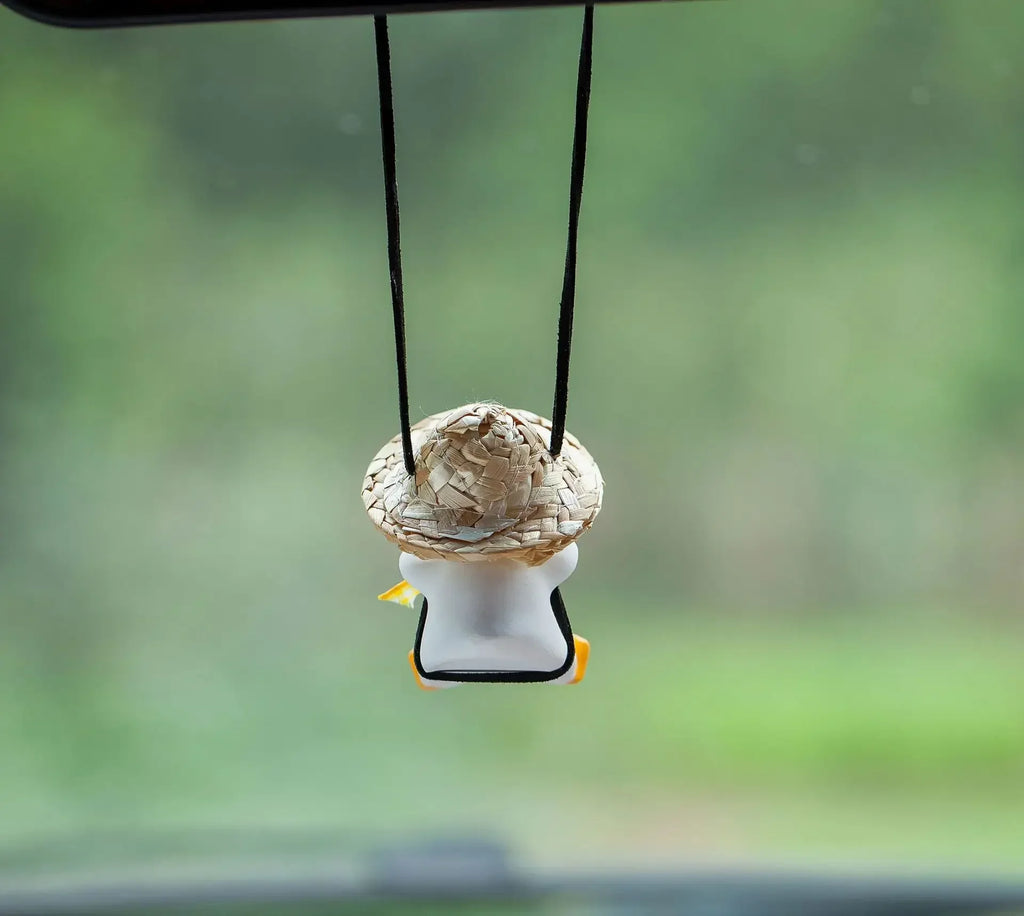 Car Pendant Cute Swing Duck Car Interior Decoration Holiday Swing Duck With Glasses Rearview Mirror Pendant For Car Accessories