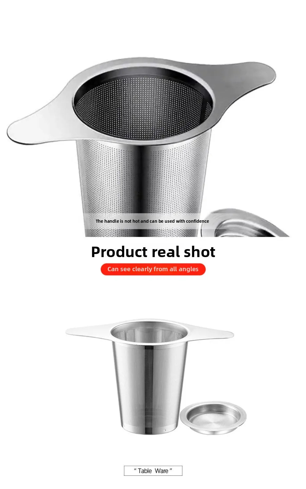 Mates 304 Stainless Steel Double-ear Tea Leak Household Double-handle Tea Filter Tea Filter Tea Set Accessories Mate Infuser Bar