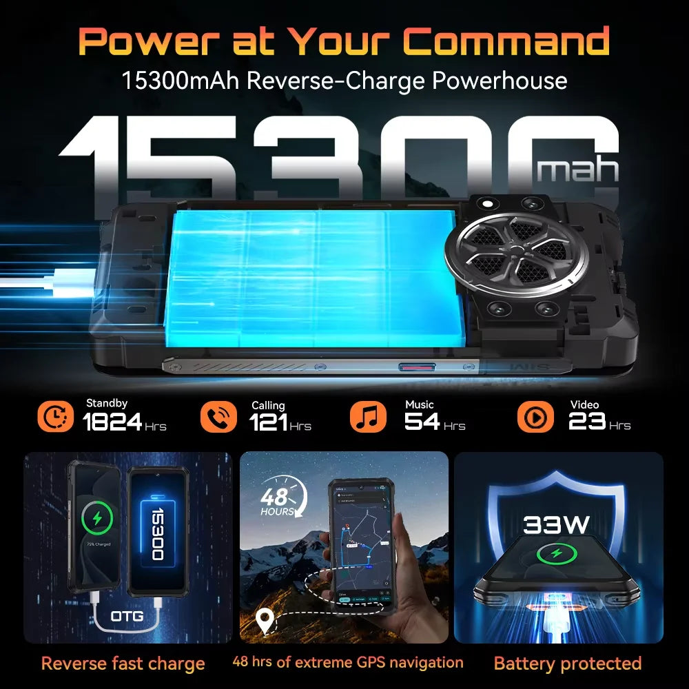 [Ship From UK] CUBOT KingKong Power 5 Android 15 Rugged Smartphone G100 16GB(6+10) 128GB 15300mAh 6.88" 120Hz 64MP Camping Light