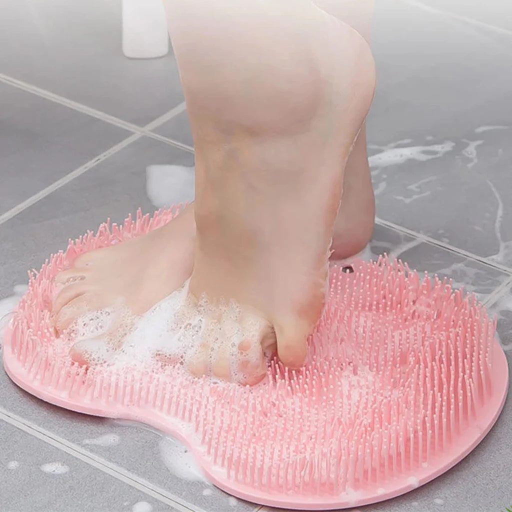 Silicone Foot Massage Pad Shower Mat Non-slip Wash Foot Pad Stick on Wall Surface Body Cleaning Tool Exfoliating Rub Back Brush
