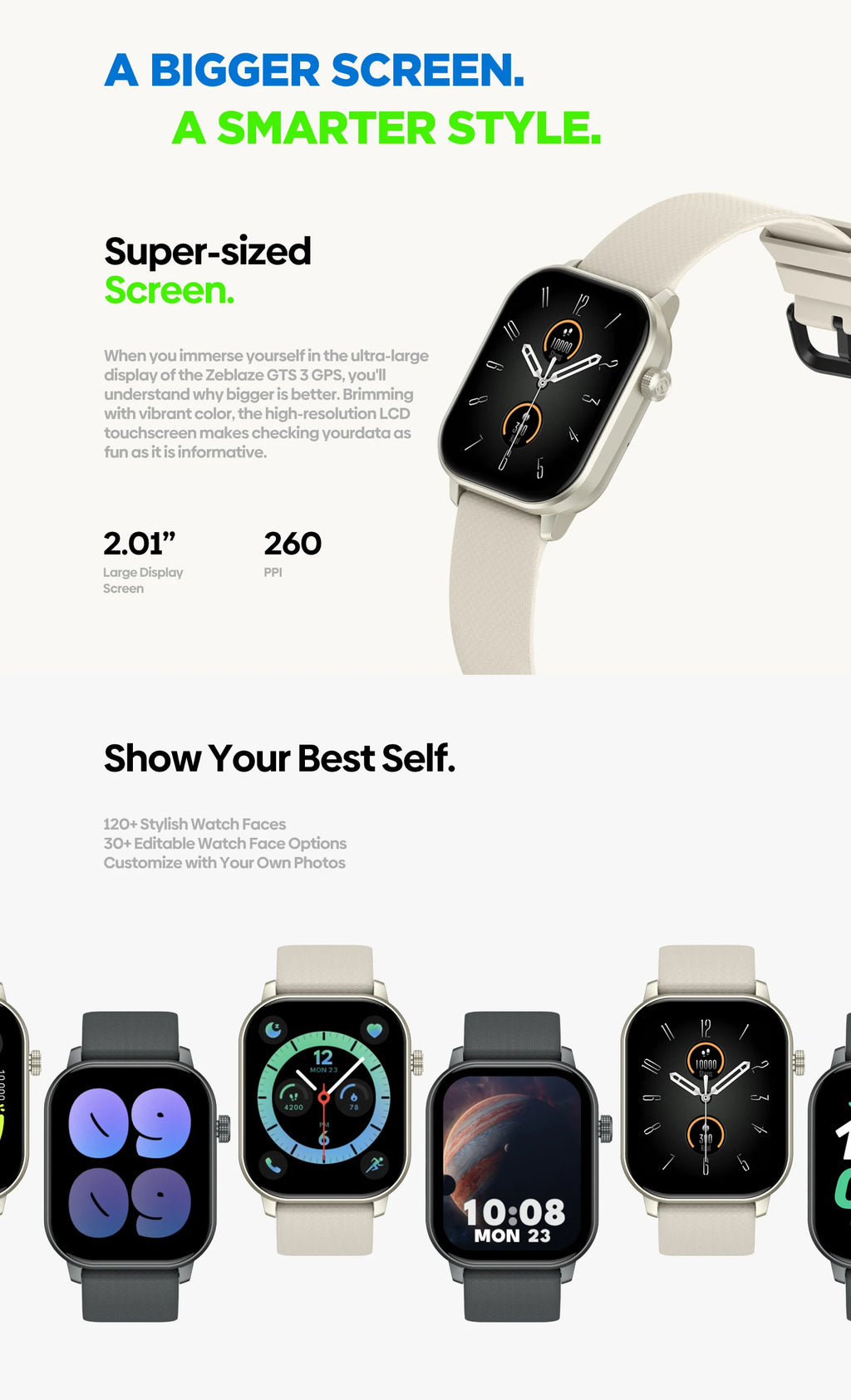 New 2025 Zeblaze GTS 3 GPS Smartwatch 2.01" Display Screen Make/Answer Phone Calls Heart Rate/SpO2/Stress Tracking Smart Watch
