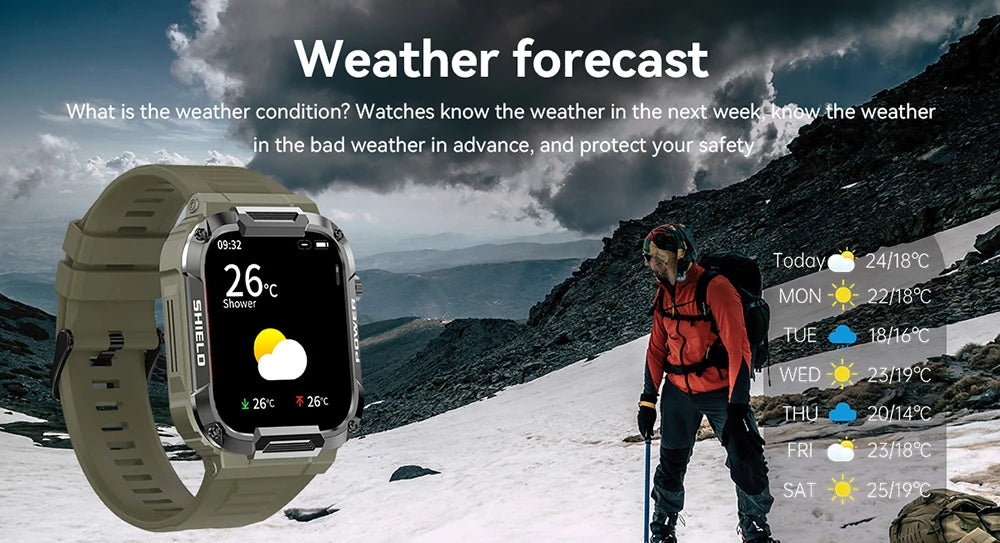 MEVADEN 1.85 inch Outdoor Military Smart Watch Men Bluetooth Call Smartwatch Waterproof Sports Fitness Watches for Android IOS