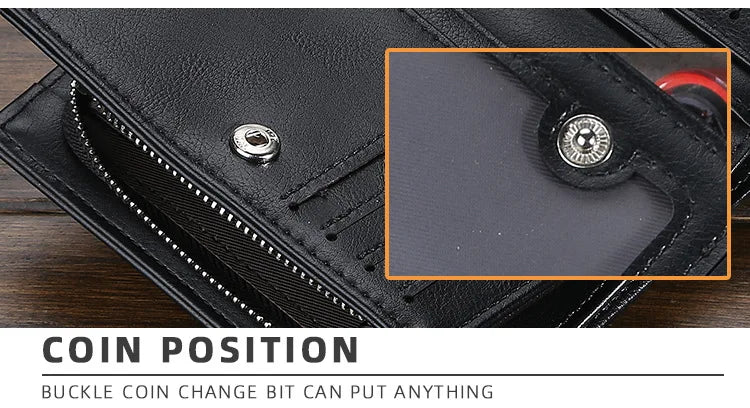 Baellerry Men PU Leather short Wallet With Zipper Coin Pocket Vintage Big Capacity Male Short Money Purse Card Holder