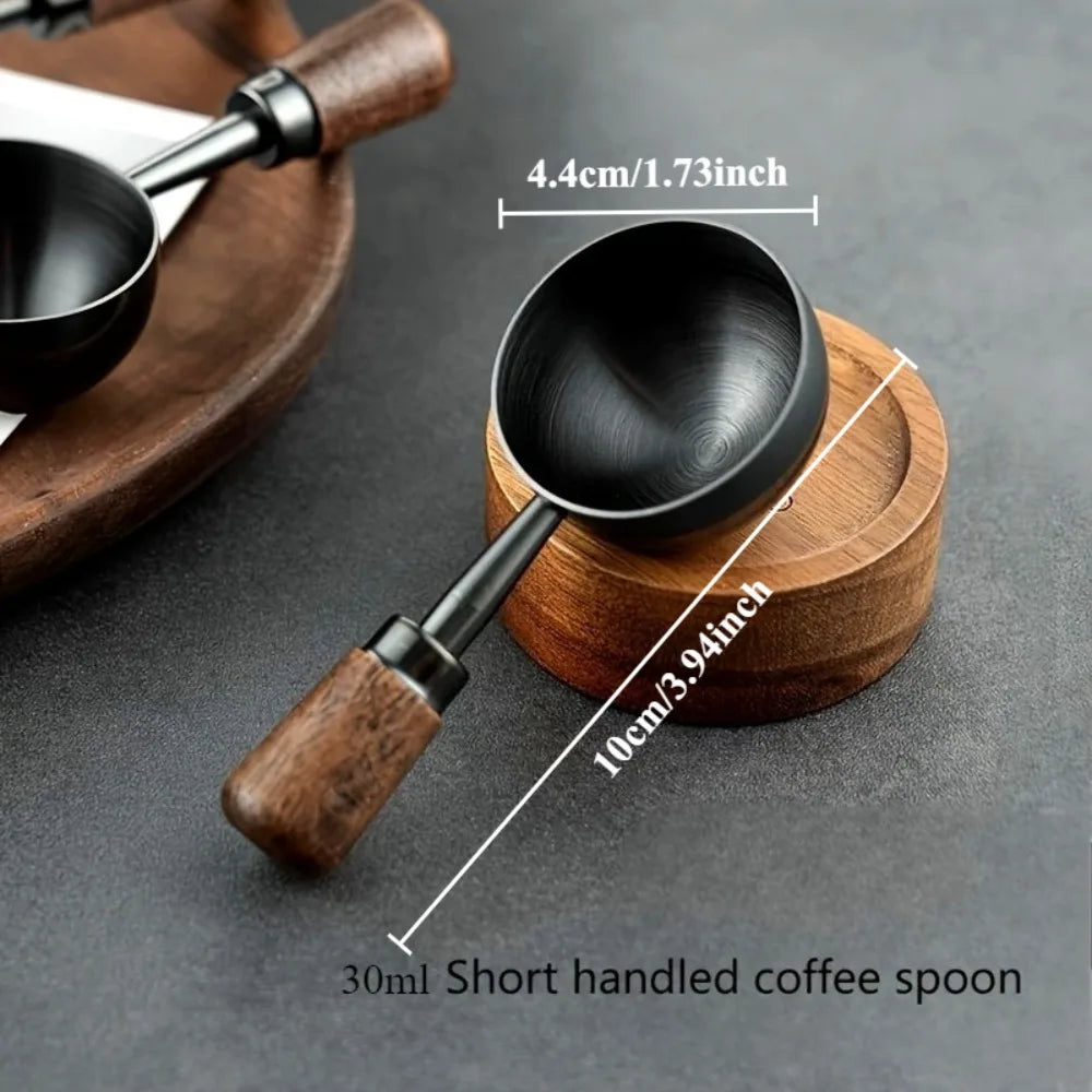30ml Walnut Wood Coffee Scoop Stainless Steel Long Handle Measuring Spoon for Coffee Tablespoon Kitchen Tool Cafe  Accessories