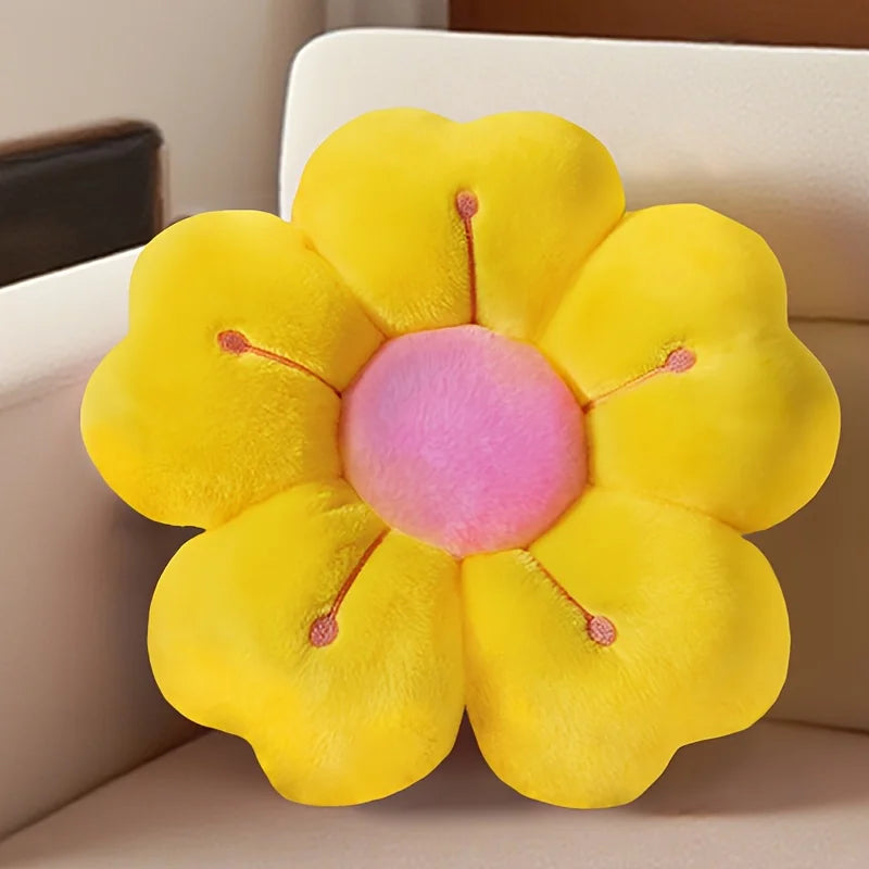 1Pc Soft Plush Daisy Flower Throw Pillow - Cozy Decorative Cushion for Bed & Sofa, White/Pink, Adorable Floral Desig