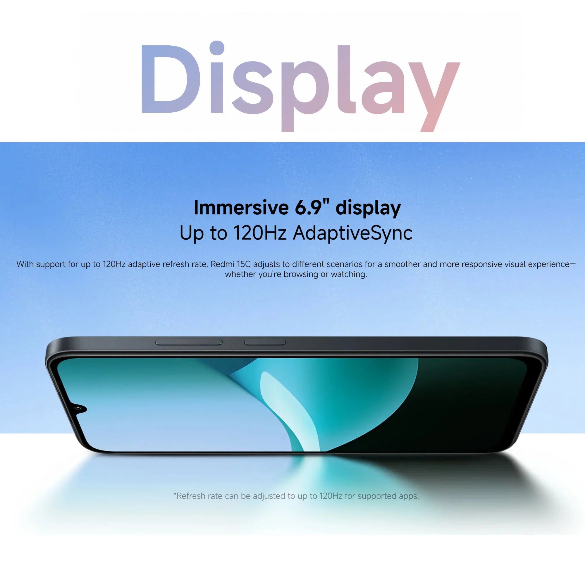 Xiaomi Redmi 15C 4G 4+256GB 6.9“ 120Hz Display MediaTek Helio G81-Ultra Processor 50MP Camera 6000mAh 33W Side fingerprint NFC