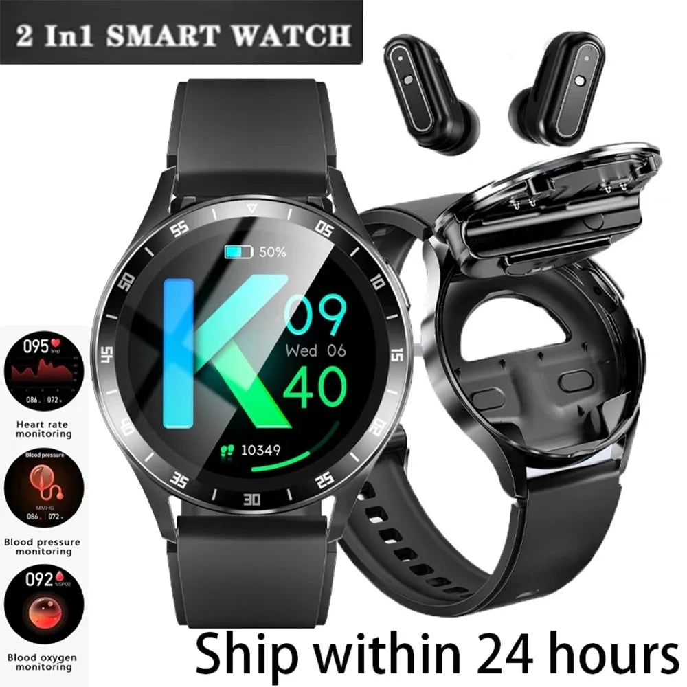 X10 2 in 1 Smart Watch With Earbuds Smartwatch TWS Bluetooth Earphone Heart Rate Blood Pressure Monitor Sport Watch Fitness Watc