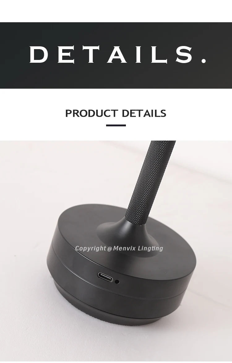 Portable Cordless LED Table Lamp 5000mAh Battery Stepless Dimming for Restaurant Outdoor Party Camping  Atmosphere Night Light