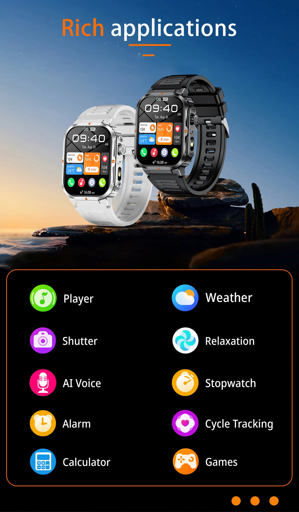 LIGE Military Smart Watch Men IP68 Waterproof Outdoor Sport Tracker LED Flashlight Bluetooth Call Man Smartwatch For Android iOS