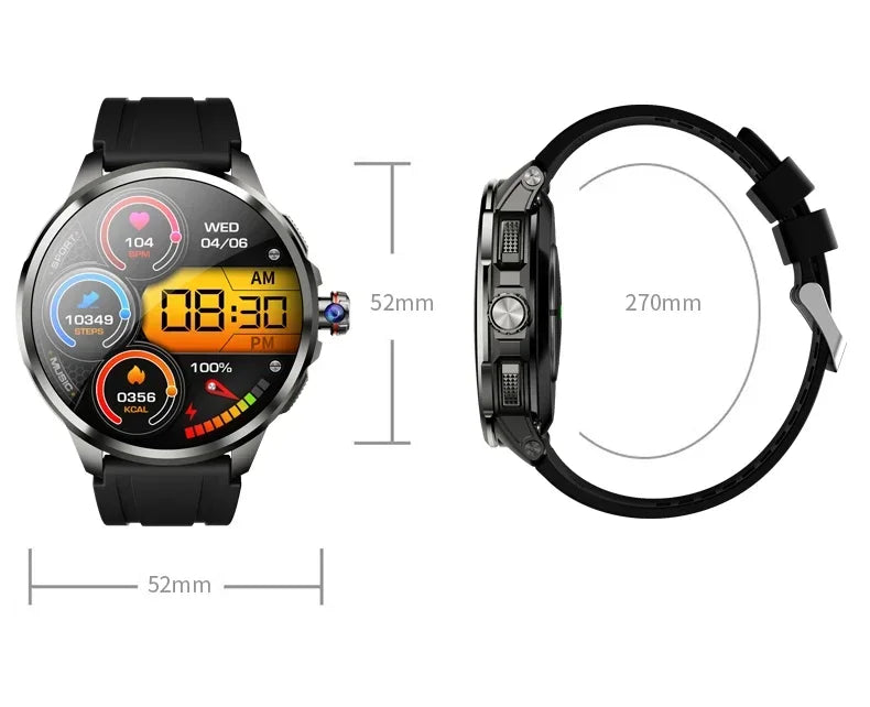 4G Full Network Smart Watch 8GB+128GB RAM 1.95 inch HD Screen 900W Video Call 2100mAh WIFI GPS Google Play Smartwatch Flashlight