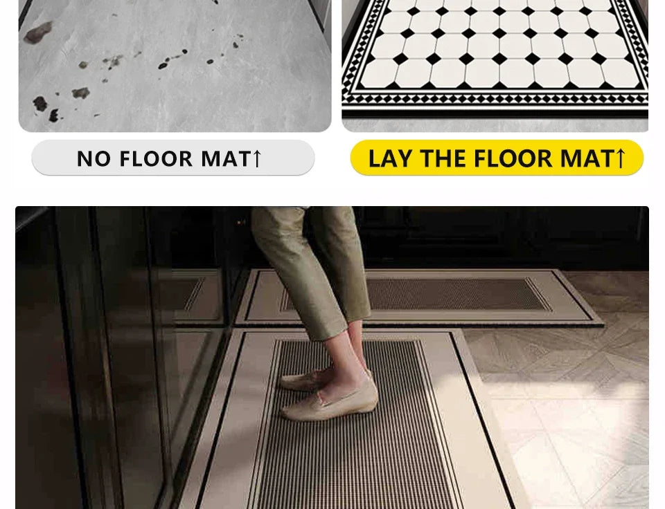 Kitchen Carpet Waterproof Oil-proof Floor Mat Pvc Leather Non-slip Foot Mats Long Strip Home Decoration Rug Alfombra De Cocina