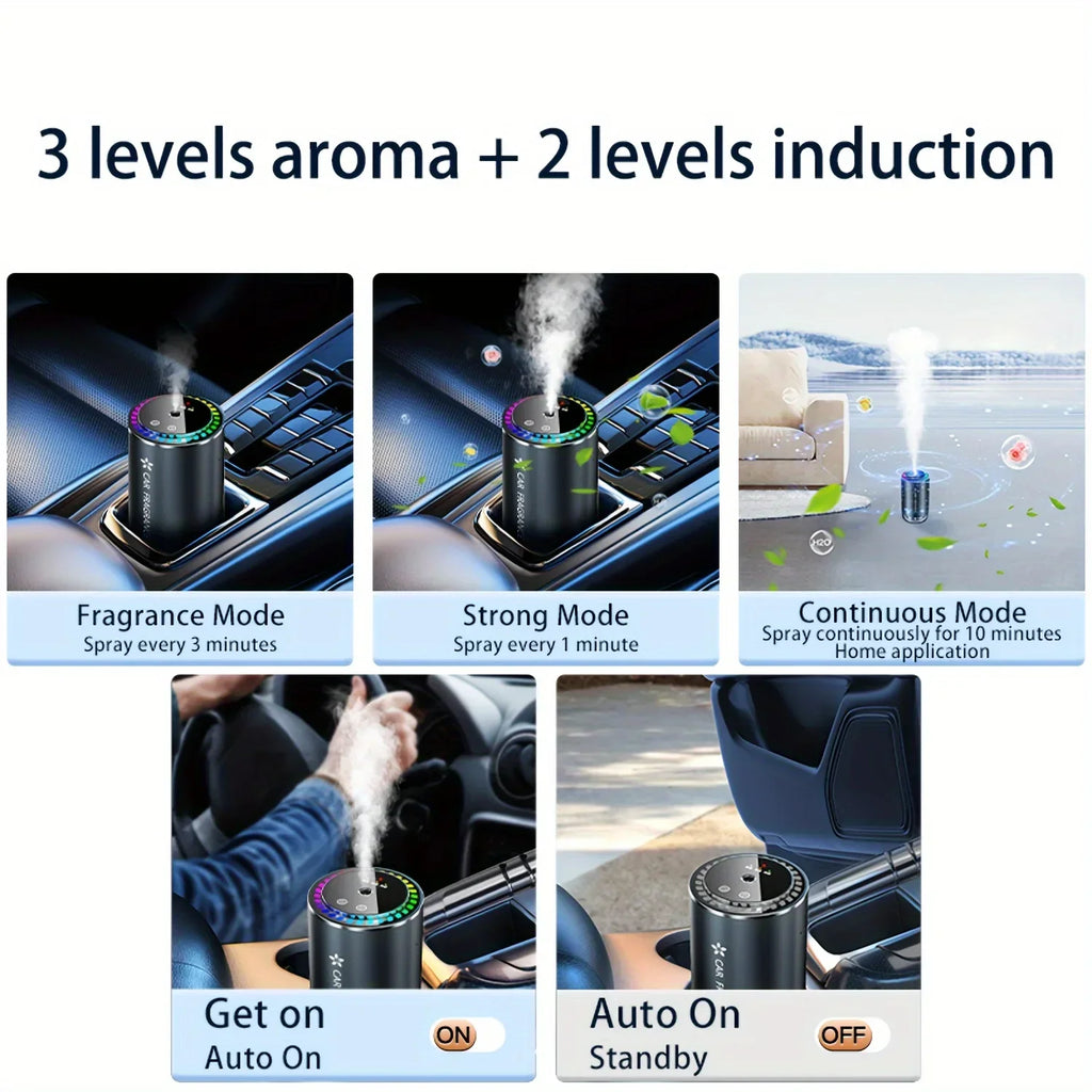 Car Aroma Diffuser with Perfume, Aromatherapy Oil Diffuser with Projective Star Light for Car Fragrance, Driving Induction Spray