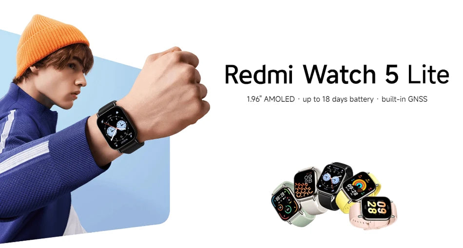 Global Version Xiaomi Redmi Watch 5 Lite 1.96'' AMOLED 18-Day Battery life Built-in GNSS 150+ Modes Smart Watch Bluetooth Call