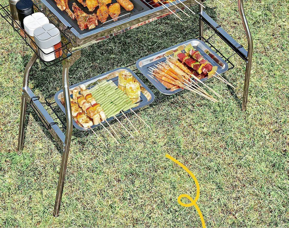 Large Portable Outdoor BBQ Grill Charcoal Grill Cooking Tool for Camping Picnic Garden Home Use Easy to Clean Easy to Carry