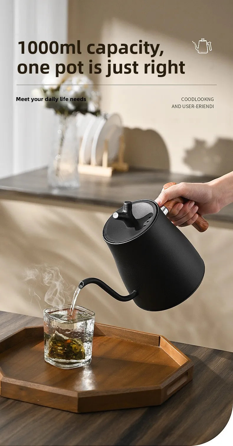 1000ML Stainless Steel Gooseneck Electric Kettle with Digital Temperature Control for Precise Brewing of Coffee and Tea