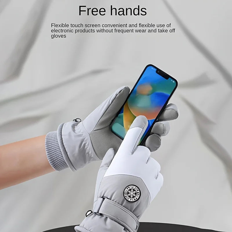 Autumn and winter women's gloves touch screen windproof and warm riding snow play men's and women's warm gloves