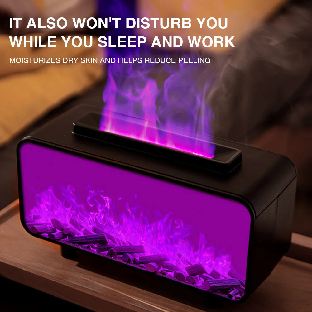 7 Colors Fire Aroma Diffuser Humidifier Mute Work for Home Office Yoga (Black)