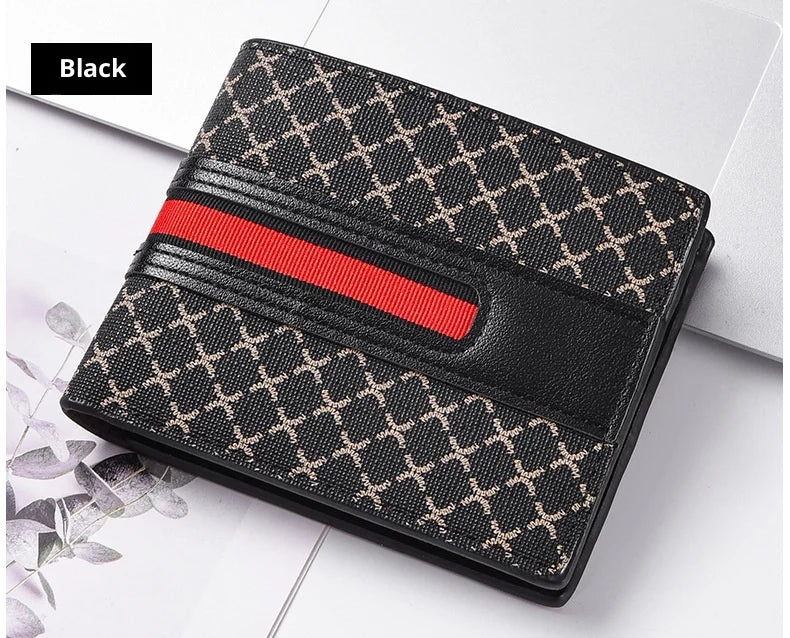 New Style Multi Card Slot Leather Wallet for Men Hand Woven Fashion Simple Ultra Thin Coin Purse