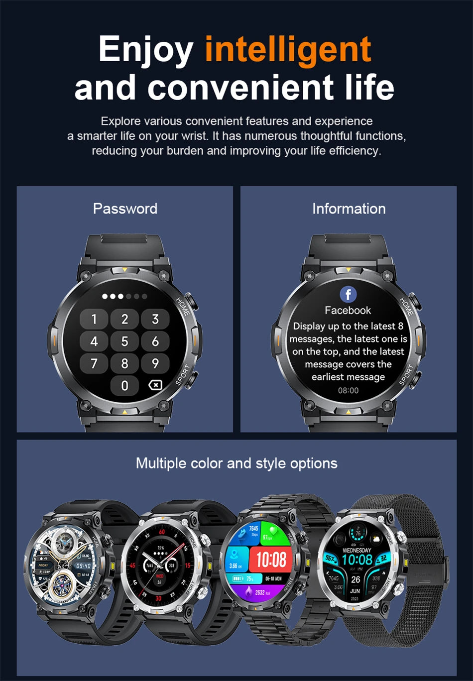 LIGE Smart Watch Men 1.43inch 466*466 AMOLED HD Screen Health Smartwatch Heart Rate Bluetooth Call Watches Sport Fitness Tracker