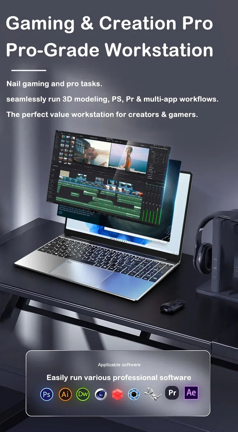 Durable Strong 15.6" Portable Laptop I9-9880H Windows11 32GB DDR4 2TB SSD Pc Gamer Office Computer