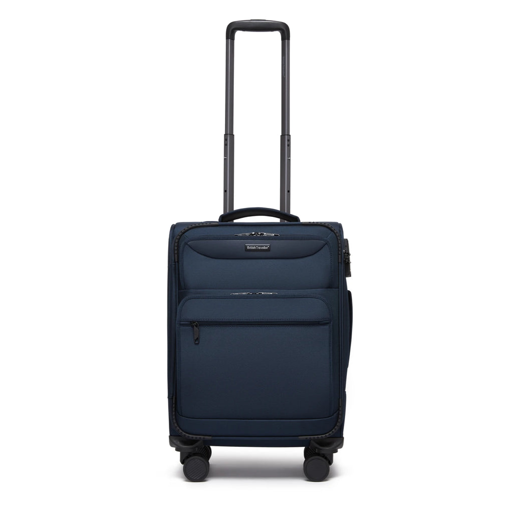 British Traveller - Suitcase Adjustable Handle, 4 Spinner Wheels, Lightweight, TSA Lock - Recycled Polyester Luggage （S/M/L)