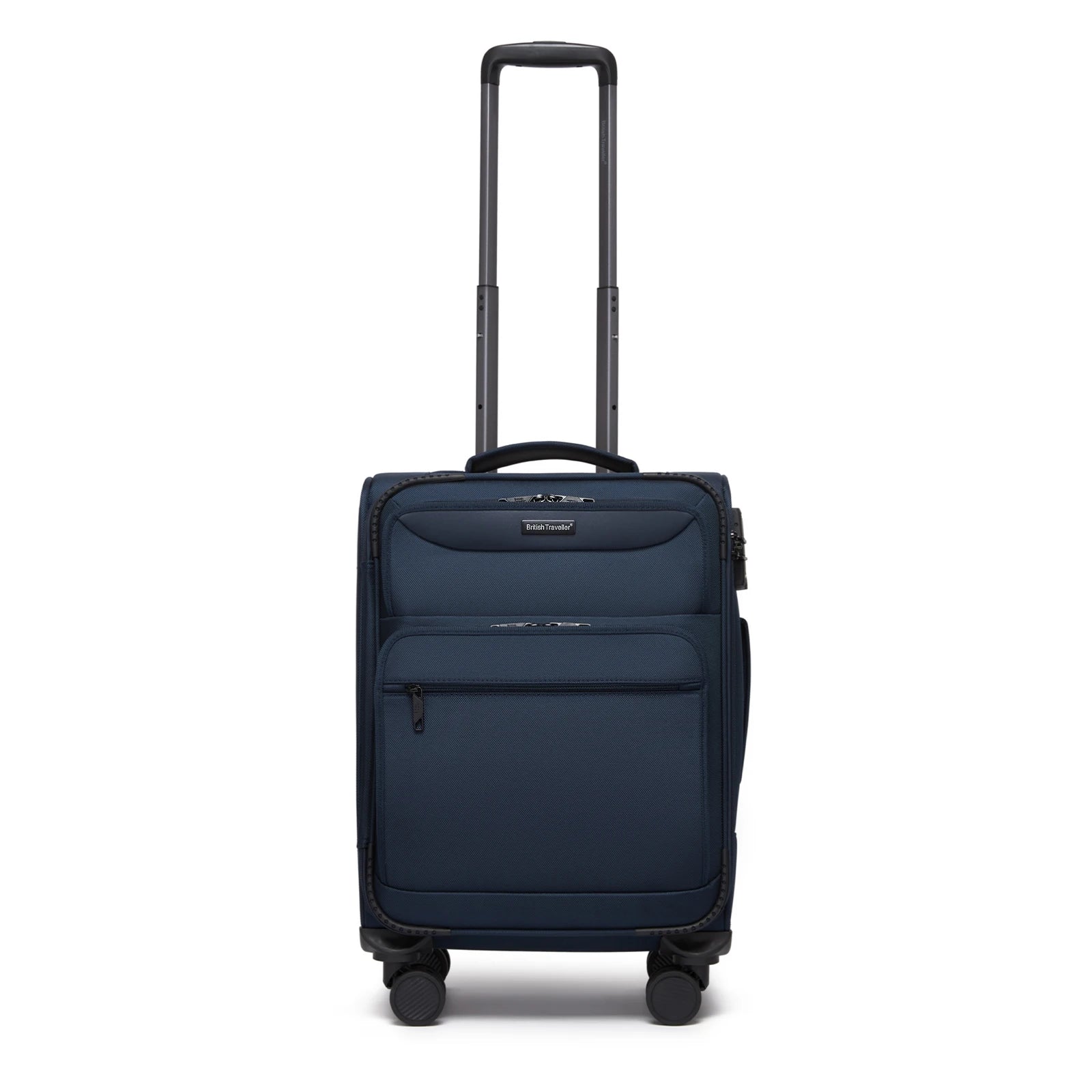 British Traveller - Suitcase Adjustable Handle, 4 Spinner Wheels, Lightweight, TSA Lock - Recycled Polyester Luggage （S/M/L)