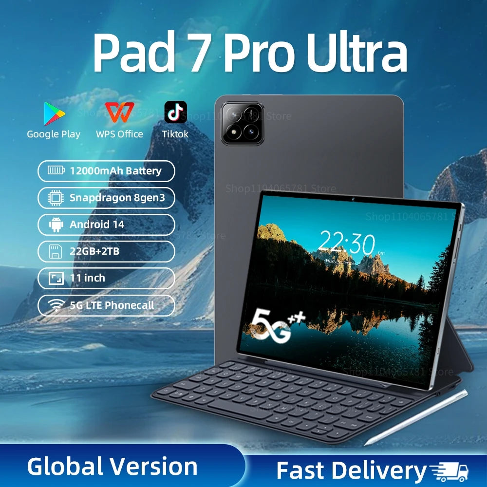 2025 Pad 7 Pro Ultra Tablets Snapdragon 8Gen3 Android 14 22GB+2TB 5G Dual SIM 12000mAh WiFi GPS WPS 7Ultra Original Mi Tablet PC