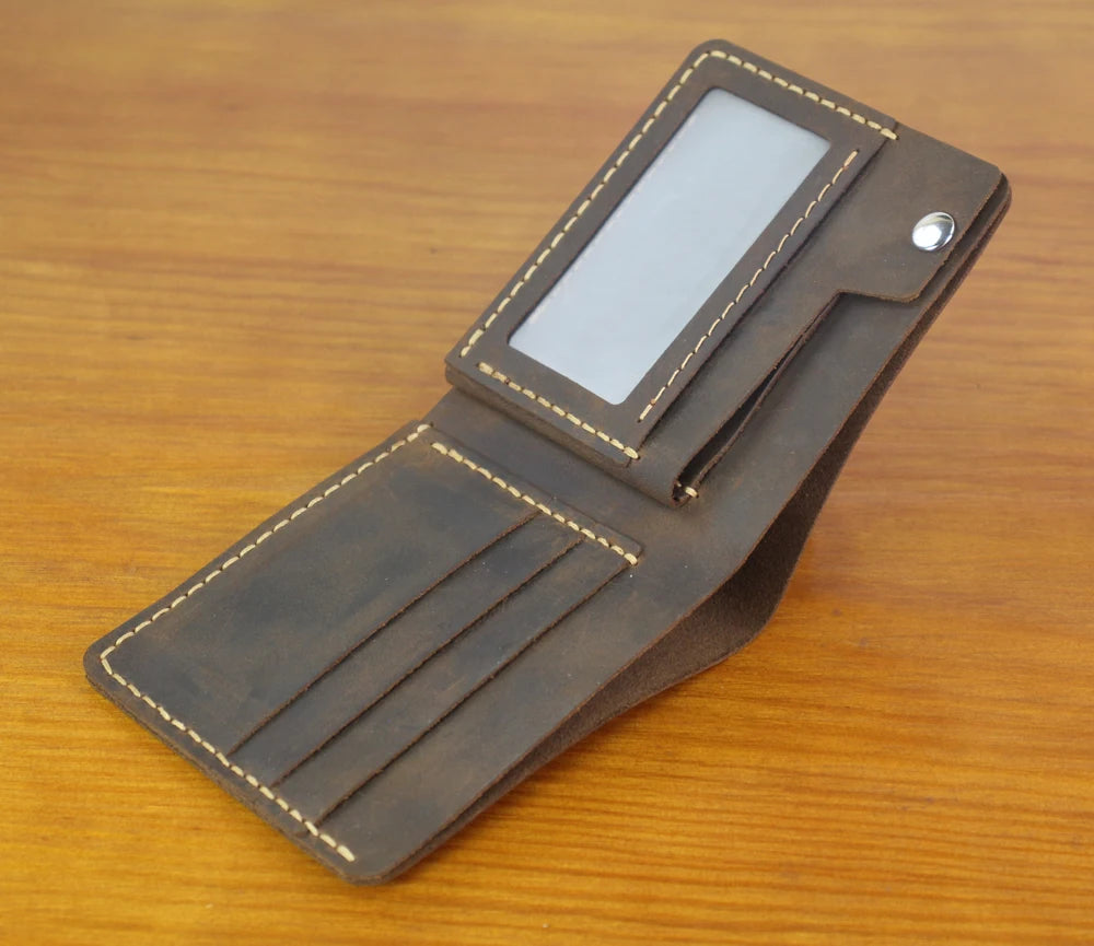 Luxury Handmade 100% Genuine Leather Men Wallet Purse Short Money Clip with Coin Pocket Male Money Bag Multi-Card Wallet Vintage