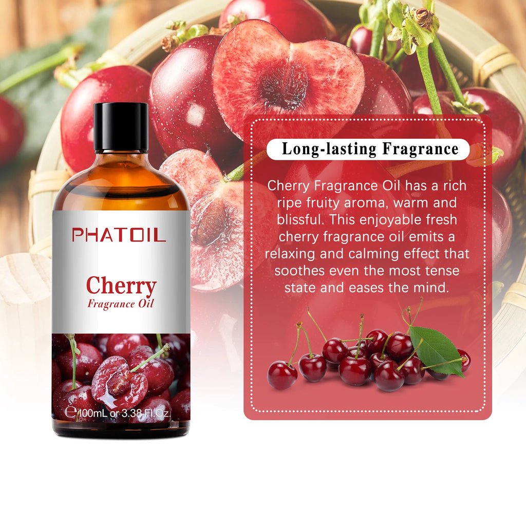 PHATOIL 100ml Fragrance Oils for Aromatherapy & Diffuser Strawberry Cherry Coconut & Vanilla Fragrance Oils For Candle Making