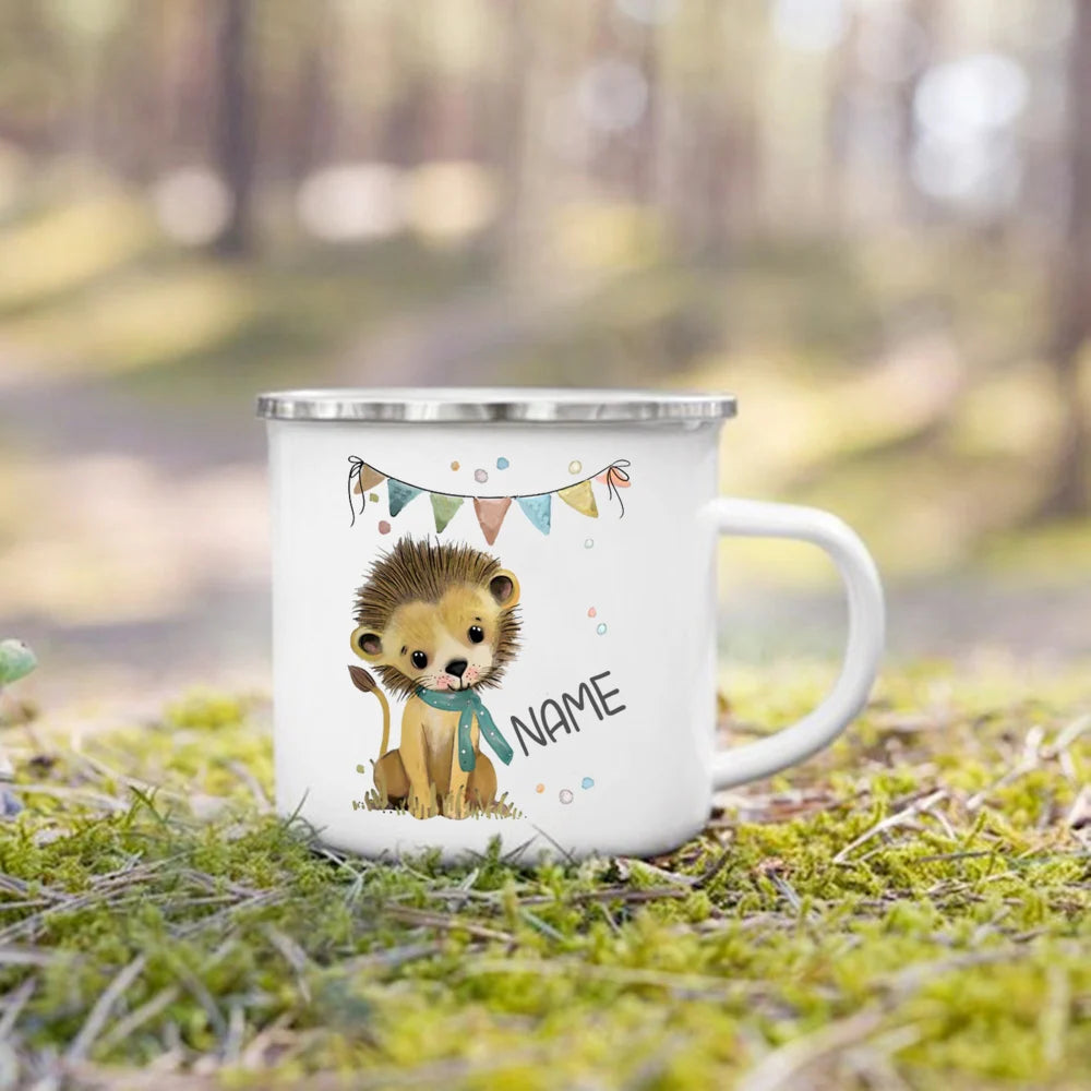 Personalized Mug for Kids Hot Chocolate Custom Animal with Name Mug for Boys Girls Handle Cup Birthday Party Favors Child's Gift