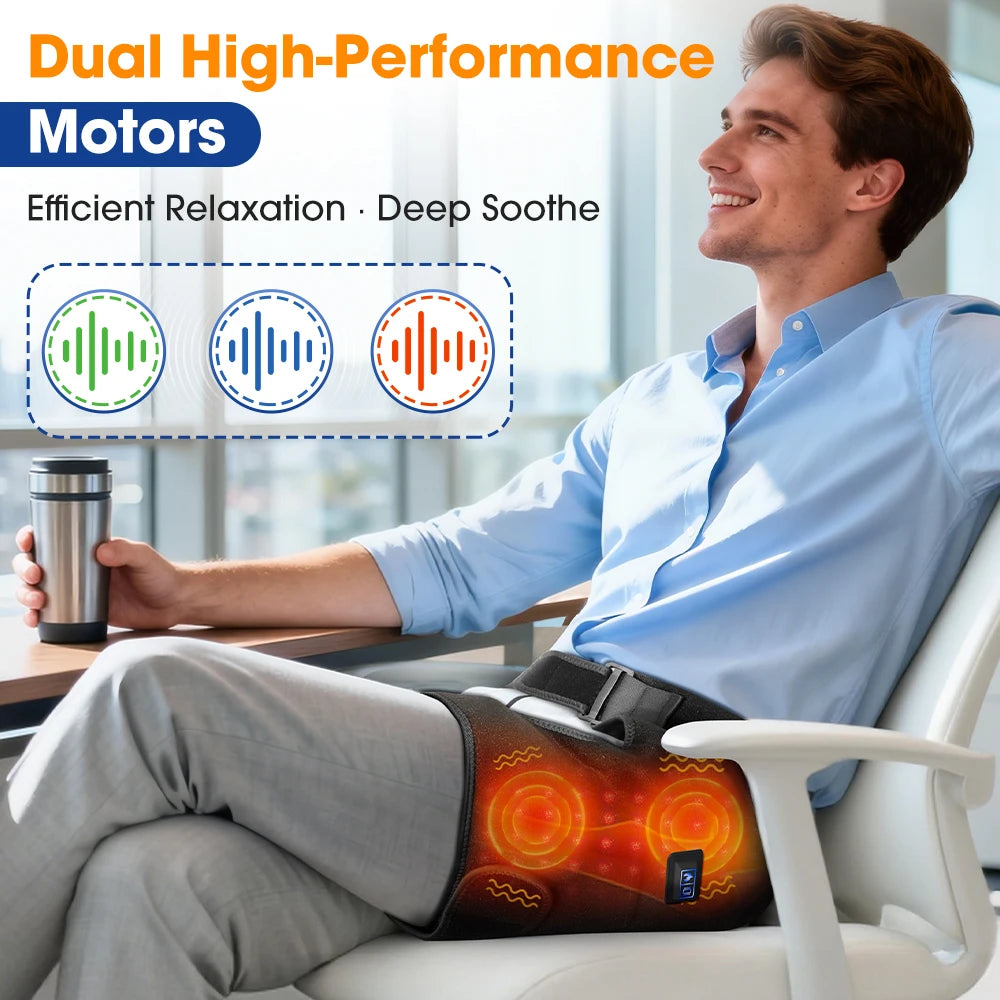 USB Electric Hot Hip Vibration Massager 3 Level Heating Hip Support Wrap Infrared 660nm LED Beads,Thigh Hip Groin Protect Belt