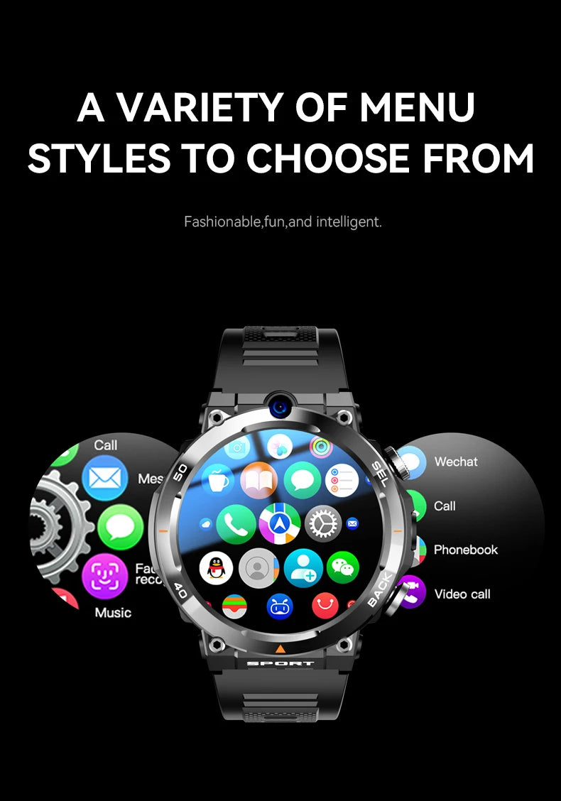 Sport Smartwatch 256GB GPS Wifi Download APP Dual Camera Video Calls Supports Google Play Smart Watch 4G SIM Card For Men Women