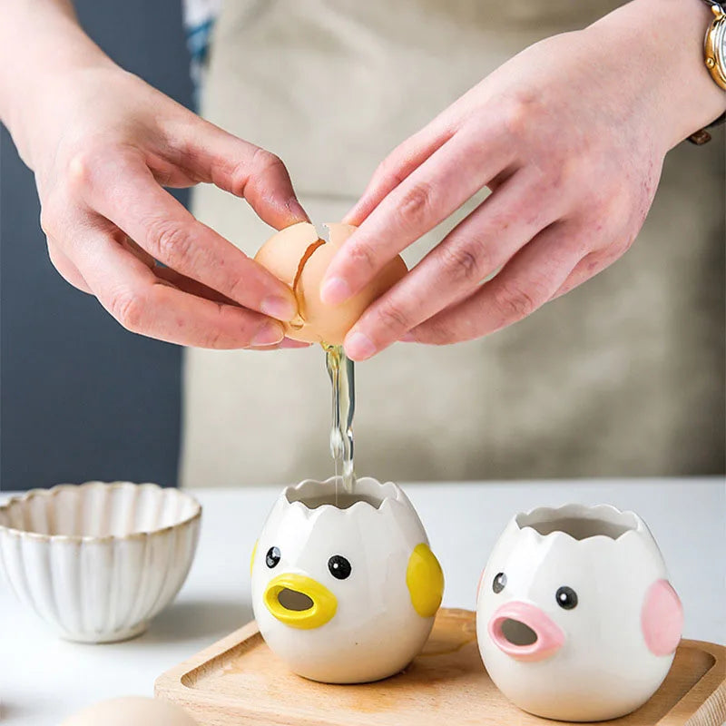 Egg White Separator Cartoon Shaped Ceramic Egg Yolk Separator Household Baking Tool Egg Liquid Filter